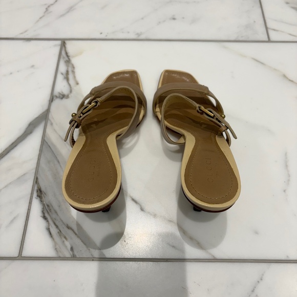 Gucci Sand, Pelle S Cuoio Gaudi Antic Heels/Sandals Size 5.5B - Picture 2 of 11